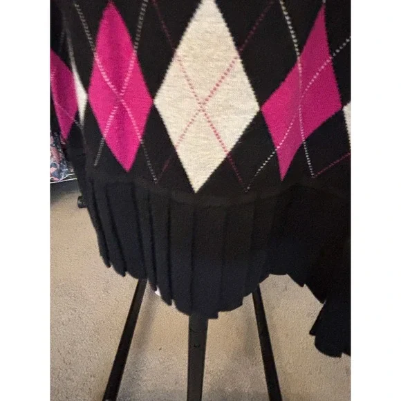 Tommy Hilfiger Womens Argyle V-Neck Sleeveless Knit Sweater Dress Pink Black M - Picture 5 of 6